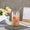 4 Pcs Book Lover Glass Cups with Lid and Straw Christmas Gifts for Bookish 16 oz Drinking Glasses Iced Coffee Cups Can Shape Mug Tumbler for Christmas Women Men Birthday Party Favor Gift