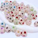 10pcs Rhinestone Focal Beads for Pens, Featuring Pearl & Cubic Sugar Shapes, Sparkling Fancy Beads for DIY Jewelry, Keychains & Crafts (Sugar Cube)