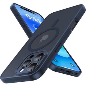 Magnetic for iPhone 16 Pro Max Case,Upgraded [Full Camera Protection][Compatible with Magsafe][Military Grade Protection]Shockproof Translucent Matte Phone Case for iPhone 16 Pro Max,Navy Blue