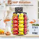 OFUSUY Chip Rack Display Stand, 5 Tiers 40 Clips Display Stand Easy Installation, 360Rotating Wooden Base Chip Bag Holder for Concession Stand, Snack Organizer for Christmas Party, Retail