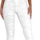 Raruxxin Women Sexy See Through Lace Jumpsuit Sleeveless Backless Cut Out Skinny Long Romper Sheer One Piece Outfit Clubwear (White, L)