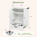 Dog Feeding Station with Storage Cabinet, White Wood Dog Cabinet with 2 Elevated Stainless Steel Bowls, Hidden Pull-Out Feeder Drawer, Pet Feeding Station for Kitchen and Living Room