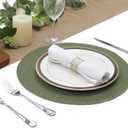 SHACOS Round Placemats Set of 6 Washable 15 inch Round Table Mats Cotton Polyester Woven Braided Place Mats for Dining Table (Olive Green, 6)