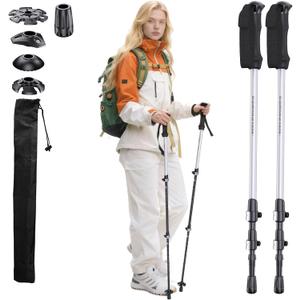 3K Carbon Fiber Trekking Poles - Collapsible, Lightweight Yet Sturdy Hiking Poles with EVA Grip, for Men & Women Hikers