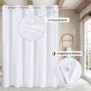 MitoVilla No Hooks Need White Waffle Shower Curtain Liner Set, Modern Waffle Weave Fabric Shower Curtains with Snap-in Liner for Luxury Hotel Grade Spa-Like Bathroom Decor, 72 x 74
