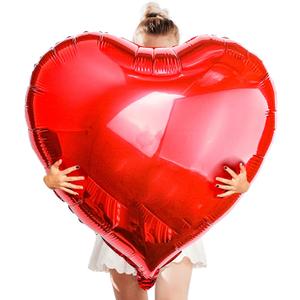 Big Red Heart Foil Balloons, Big Giant Jumbo Heart Shaped Mylar Aluminium Decoration for Girl Valentine's Day Surprise Birthday Wedding (Red, 32" Pack of 8)