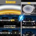 Sequential Dynamic Scan LED Hood Light Strip for Cars, Dual Color White DRL with Amber Turn Signal, Flexible Cuttable IP68 Waterproof Exterior LED Light, for Trucks SUVs Vans, 70inch 12V, 1 Set