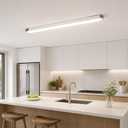 Qcyuui 4FT Wood Flush Mount Ceiling Light, 5CCT, 3000K-6000K, White
