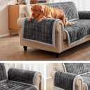 Couch Cover for Dogs Washable,Anti-Slip Back Mat Pet Pad Blanket for Furniture Protector,Fuzzy Pet Sofa Cover for 3 Cushion Couch Sofa Pets Friendly(Dark Gray, 2pc/28"x28"-Arm/Backrest Cover)