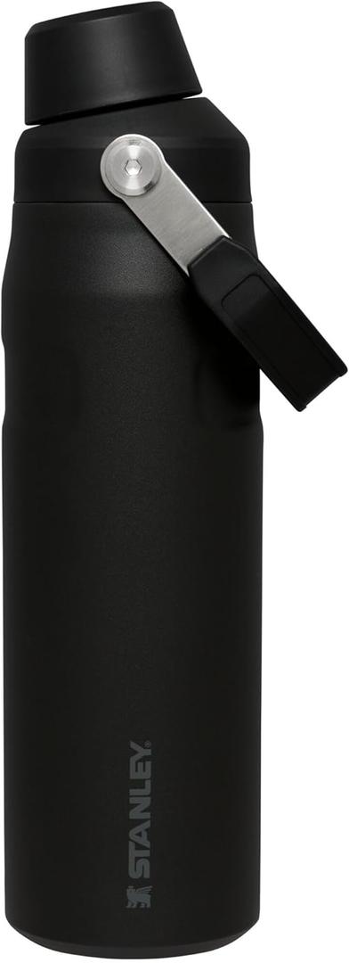 Stanley IceFlow Fast Flow Water Bottle 24 oz | Angled Spout Lid | Lightweight and Leakproof for Travel and Sports | Insulated Stainless Steel | BPA-Free | Black