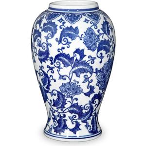 Blue and White Vase, Ceramic Vase for Home Decor 9.2" Chinoiserie Vases for Flowers Blue and White Porcelain Flower Vases for Living Room, Bathroom, Dinner Table Centerpieces