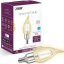 Feit Electric CFC40/927CA/FIL/AG 40 Watt Equivalent WiFi Dimmable, No Hub Required, Alexa or Google Assistant, Flame Tip Filament Chandelier LED Smart Light Bulb, 4.3" H x 1.4" D, 2700K Soft White