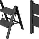 Taranta 2 Step Ladder,Aluminum Lightweight Folding 2 Step Stool with Anti-Slip Wide Pedal, 330lbs Capacity Step Ladder for Household,Kitchen,Office - Black