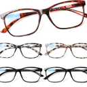 SIGVAN 4 Pack Blue Light Blocking Reading Glasses Fashion Square Computer Readers for Women Men, Anti UV Ray Nerd Eyeglasses (5C B, 0.5)