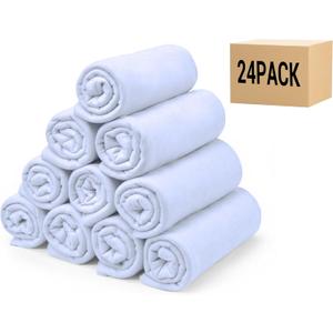 CULVE 24 Pack Fleece Throw Blanket 50x60 - Soft Lightweight Blankets in Bulk for Wedding, Gifts Pet Home Bed Sofa Couch Office Travel(White)