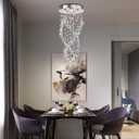 Modern Luxury 6-Lights Spiral Raindrop Crystal Chandeliers for Dining Room, K9 Crystal Ball Flush Mount Ceiling Light Fixture for Living Room, Bedroom, Bathroom, Hallway, Staircase of CRYSTOP, Sliver 6 Lights-Height 34"