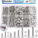 Nuts and Bolts Assortment Kit, 304 Stainless Steel Bolts 8 Sizes #6-32#8-32#10-24 Phillips Pan Head Machine Screws, Assorted Bolts, Nuts and Washers Kit (237PCS)