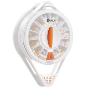 Fullicon Weekly Pill Dispenser Organizer with 14 Large Compartments and ChildProof Lock, Spindo Medicine DispenserDispense Vitamin/Tablet/Supplement for Elderly/Amnesia/Dementia