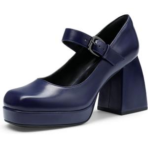 DREAM PAIRS Women's High Chunky Platform Closed Toe Mary Jane Block Heels Square Toe Strappy Dress Wedding Party Pumps Shoes (7.5)
