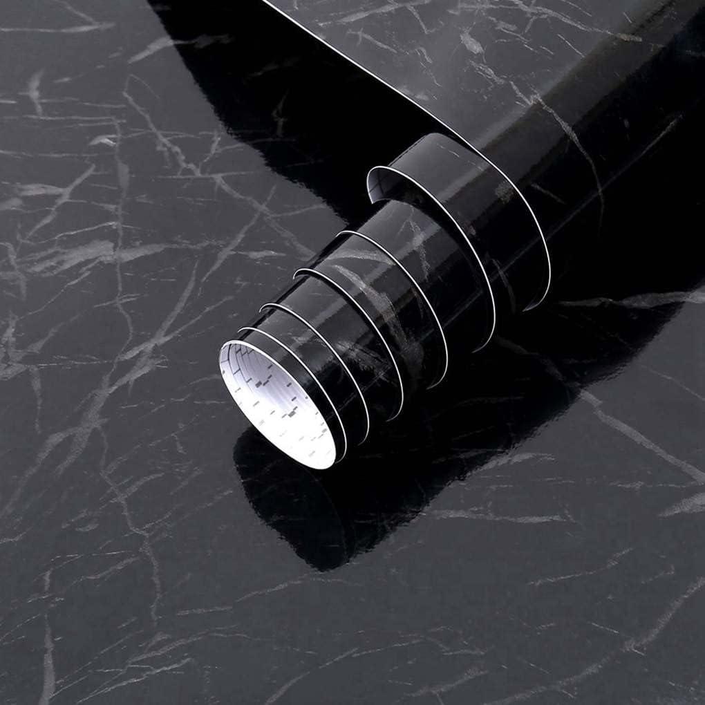 Arthome Black Marble, 17x393 Inches Peel and Stick Wallpaper, Marble Contact Paper, Self Adhesive, Easy to Clean, Vinyl Film for Furniture Countertop, Distressed Plank Grain Vintage Wall Covering