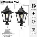 Large Outdoor Post Light Fixtures 21'' Lamp Post Light Fixture Black Finish Waterproof Anti-Rust Aluminum Pillar Outside Lighting for Walkway, Driveway, Patio, Porch, 20.7 IN