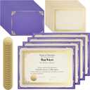 Fainne 50 Sets Certificate Kit Includes 50 Pcs 9.5 x 12 Inch Certificate Holders 50 Pcs Letter Size Papers 50 Pcs Foil Award Seals Diploma Covers for Appreciation(Purple, Gold)