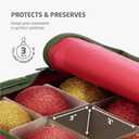 ZOBER Large Christmas Ornament Storage Box - Stores 80 3" Ornaments, With Dividers - With Large Compartment for Figurines, and Accessories, Durable Christmas Containers Holder (Red, 80-3" Ornaments)