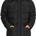 Men's Long Winter Coats Warm Water Resistant Puffy Hooded Windbreaker Insulated Thicken Jackets with Hood (Black, XXXL)