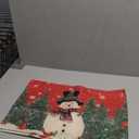 Artoid Mode Snowman Cardinals Trees Christmas Placemats for Dining Table, 12 x 18 Inch Seasonal Winter Birds Xmas Holiday Rustic Vintage Thanksgiving Washable Table Mats Set of 4 (Red)