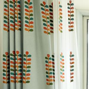 VOGOL Country Style Curtains for Bedroom, Leaf Embroidered Linen Textured Drapes for Living Room, Thermal Insulated Grommet Window Curtain for Bathroom, 59 x 79, 2 Panels, Blue (C1)