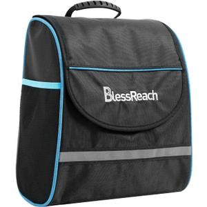 BlessReach Knee Walker Storage Bag - Universal Fit, Reflective, Water-Resistant Oxford Cloth Carry Bag for Knee ScootersBlue