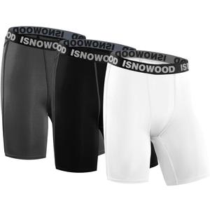 isnowood Compression Shorts for Men Spandex Running Workout Athletic Underwear (XX-Large, 3 Pack: Black, Gray, White)