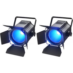 200W Stage Par Lights Spotlights with Barn Doors, RGBWA UV 6in1 COB Par Light, Warm & Cold White Uplights DMX512 Sound Activated Controlled, DJ Lights for Party Indoor Church Wedding(2 Pack)