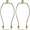 7 Inch Brass Lamp Harp Holder Kits with Finials and Detachable Saddle Bases, Light Duty, Saangseon Set of 2 DIY Lighting Accessories Horn Frame Lamp Shade Brackets