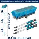 DSV Standard Car Wash Brush with 50'' Long Handle, Car Cleaning Brush with Hose Attachment, Car Brushes for Washing 10'' Soft Bristles for Scratch-Free Cleaning Auto, Truck, Boat, Floor and More