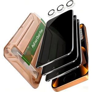 YMHML 3 Pack Compatible for iPhone 17 Pro Privacy Screen Protector Tempered Glass + 1 Set of Camera Lens Protector, 25Anti Spy, [Top 9H+ Military Grade Shatterproof] [Bubble Free, Auto-Dust Removal]