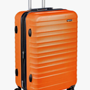 Amazon Basics 26" Hardside Medium Checked Luggage, Hardshell Suitcase With Wheels, Expandable For Up to 15% More Space, With Scratch-Resistant Surface, Four Multi-directional Wheels, Orange