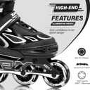 2PM SPORTS Vinal Girls Adjustable Flashing Inline Skates, All Wheels Light Up, Fun Illuminating Skates for Kids Men Adult Women and Boys,XL