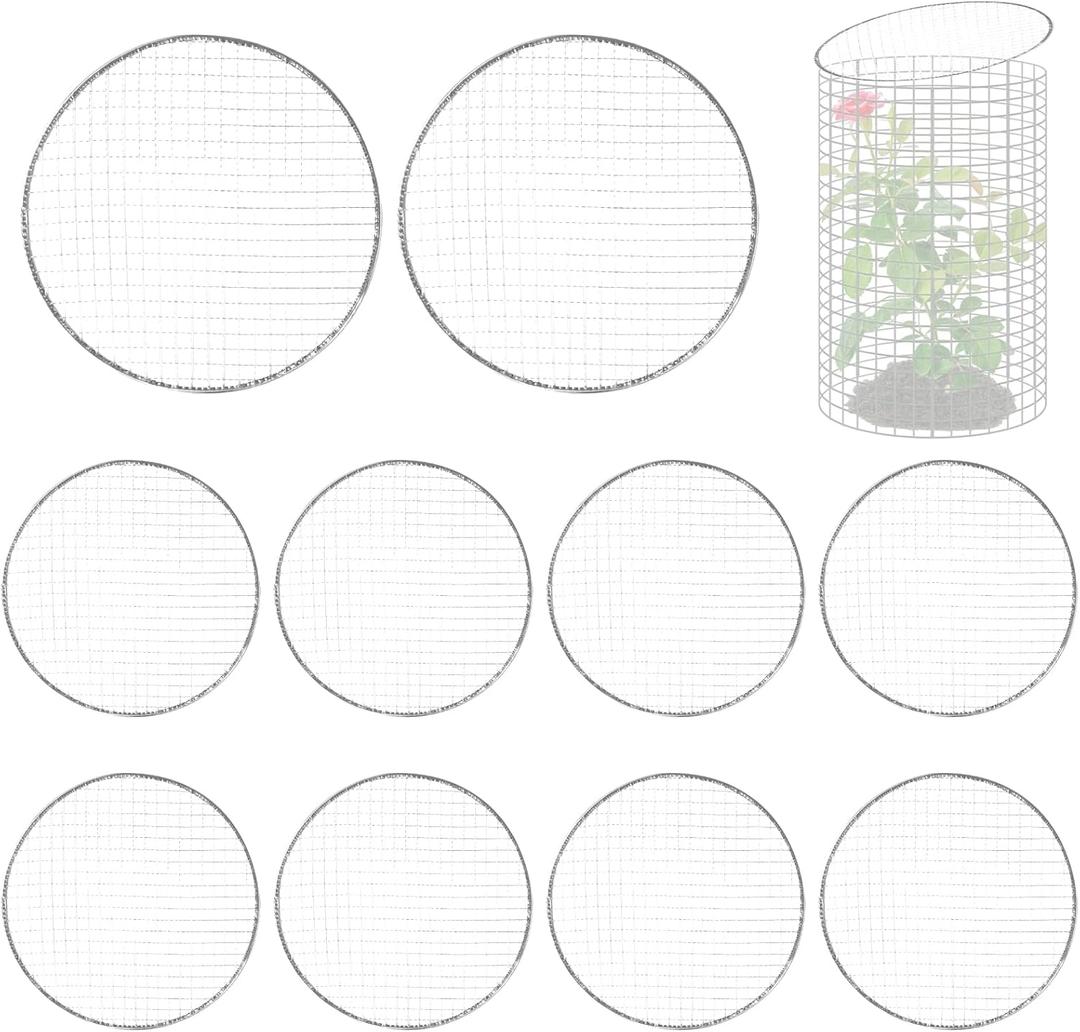 10 Packs 12'' Round Metal Mesh Plant Cage Covers for Large Wire Plant Protector cover from Animals - Chicken Wire Cloche, Sturdy Garden Bunny Barricades Chicken Wire Cloche fto Keep Animals Out
