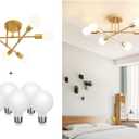 Modern Sputnik Chandelier, 6-Light Ceiling Light, LED Light Bulbs Included for Bedroom,Dining Room,Kitchen,Office (Gold)