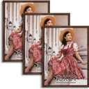 Dark Brown 18x24 Frame Set of 3 - Rustic Woodgrain 18 x 24 Poster Frame with Plexiglass for Wall Gallery Display, 18x24 Picture Frame for Puzzles, Artwork, Photos and Posters - Ideal Christmas Day