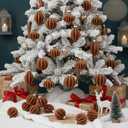 Jenaai 6 Pcs Velvet Glitter Christmas Tree Ornaments Set 3.15 Inch 3 Style Flocked Christmas Balls Ornaments Xmas Balls Decoration for Xmas Tree Decorative Party Wedding(Dark Brown)