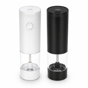 Electric Grinder Set Salt and Pepper, black and white, 
2.01"W x 7.8"H