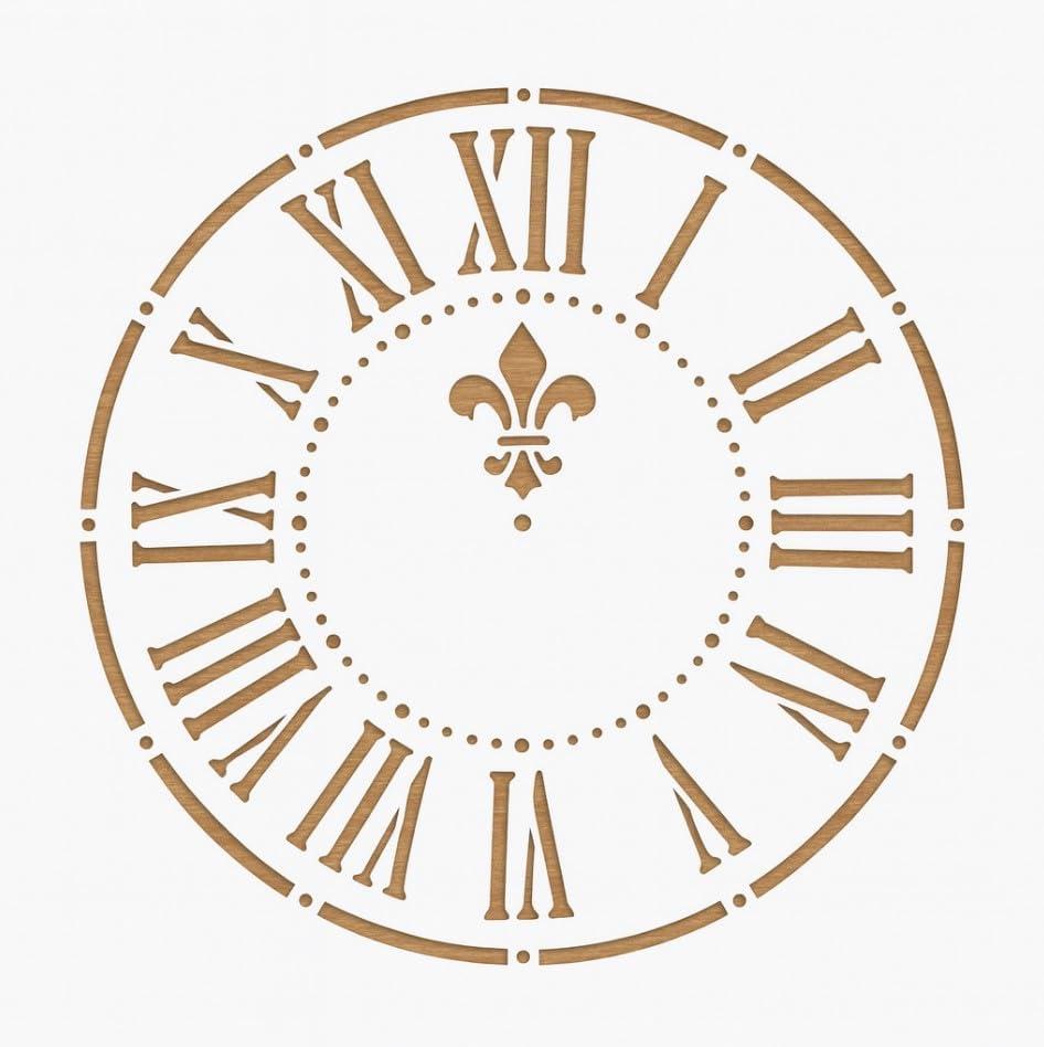 Roman Numeral Clock Stencil Reusable Large Stencil for DIY Wall Clocks, Furniture Painting, Vintage Decor, Farmhouse Crafts Laser Cut Clock Face Template 20x20 Inch