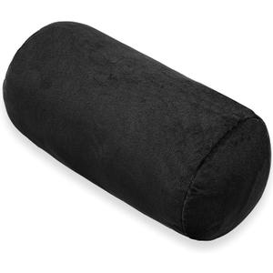 1 MIDDLE ONE Round Cylinder Bolster Pillow with Removable Velvet Cover, Tube Roll Cervical Pillow for Head, Neck, Back and Legs Support, 13" x 6", Black