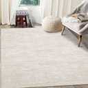 RUGSREAL 8x10 Washable Rug for Living Room Non-Slip Modern Abstract Area Rug Stain Resistant Large Bedroom Rug Contemporary Accent Throw Floor Carpet Solid Rug for Dining Room Home Decor, Beige