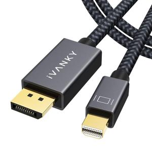 IVANKY 8K Mini DisplayPort to DisplayPort Cable 6.6ft, Bi-Directional Mini DP to DP Cable 8K@60Hz, 4K@144Hz, 32.4Gbps HD [Thunderbolt 2 Compatible] Aluminum Shell, Gold-Plated Braided for MacBook, PC (Grey)