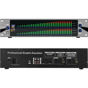 31-Band Digital Equalizer for Home Stereo Audio System, Professional Dual Channel Graphic Equalizer Music EQ Studio Equalization with PC Tuning, Spectrum Analyzer Display & Noise Reduction