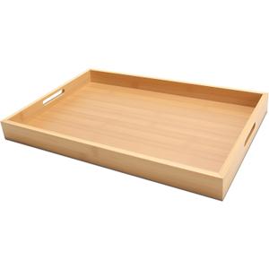 Serving Tray with Handles, 17"x12.5"x1.5" Large Bamboo Serving Tray for Ottoman, Decor Tray for Breakfast, Living Room, Drink, Coffee Table