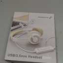 USB Headset with Microphone for PC, On-Ear Computer Laptop Headphones with Noise Cancelling Mic in-line Control for Home Office Online Class Zoom (USB+3.5mm, White)